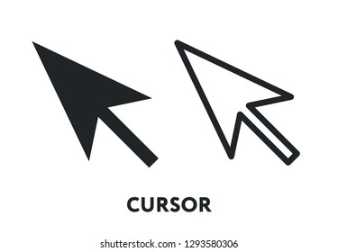 Computer Mouse Cursor Arrow Pointer Click. Vector Flat Line Stroke Icon.