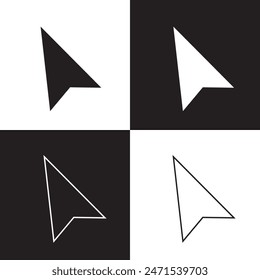 Computer mouse cursor click slanted black arrow pointer. Vector illustration. EPS 10
