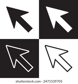 Computer mouse cursor click slanted black arrow pointer. Vector illustration. EPS 10