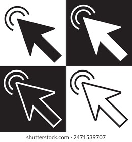 Computer mouse cursor click slanted black arrow pointer. Vector illustration. EPS 10