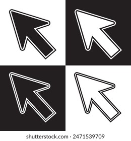 Computer mouse cursor click slanted black arrow pointer. Vector illustration. EPS 10
