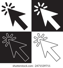 Computer mouse cursor click slanted black arrow pointer. Vector illustration. EPS 10