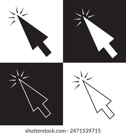 Computer mouse cursor click slanted black arrow pointer. Vector illustration. EPS 10