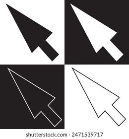 Computer mouse cursor click slanted black arrow pointer. Vector illustration. EPS 10