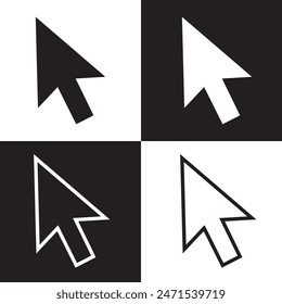 Computer mouse cursor click slanted black arrow pointer. Vector illustration. EPS 10