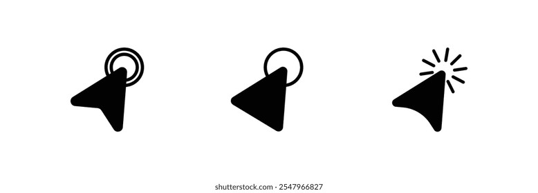 computer mouse cursor click slanted black arrow pointer. cursor icon set.