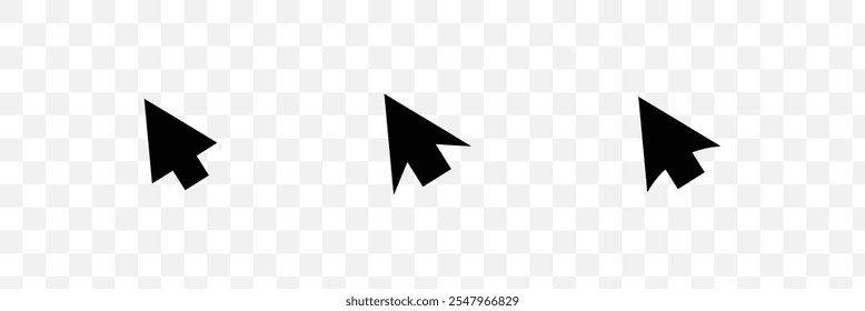 computer mouse cursor click slanted black arrow pointer. cursor icon set.