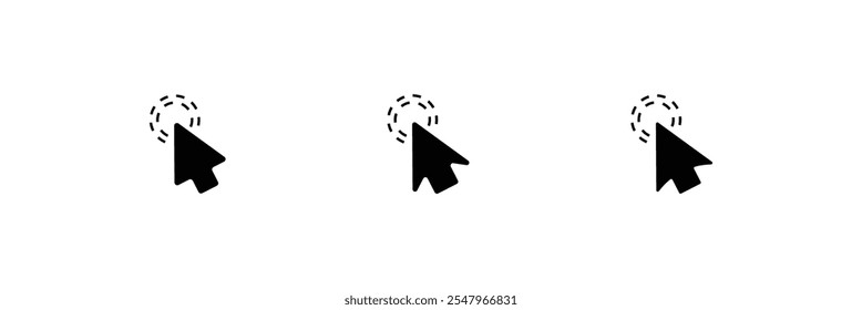 computer mouse cursor click slanted black arrow pointer. cursor icon set.