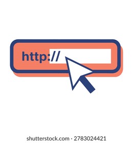 Computer mouse cursor clicking on a browser's http link button, web navigation