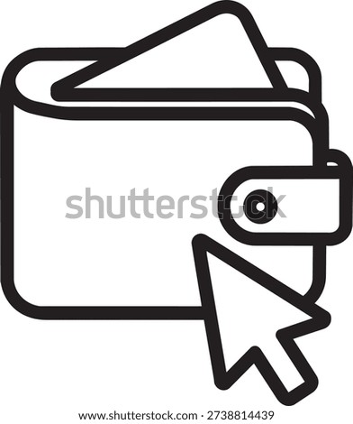 Computer mouse cursor clicking on wallet representing online payment and digital checkout action