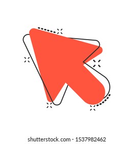 Computer mouse cursor icon in comic style. Arrow vector cartoon illustration pictogram. 