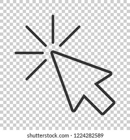 Computer mouse cursor icon in flat style. Arrow cursor vector illustration on isolated background. Mouse aim business concept.