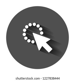 Computer mouse cursor icon in flat style. Arrow cursor vector illustration with long shadow. Mouse aim business concept.