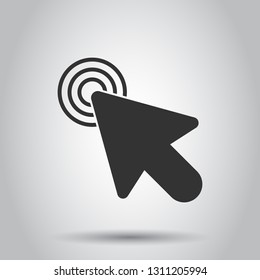 Computer mouse cursor icon in flat style. Arrow cursor vector illustration on white background. Mouse aim business concept.