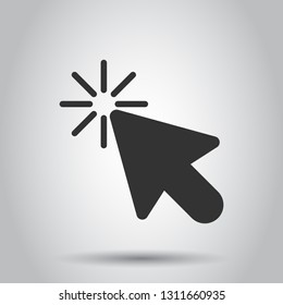 Computer mouse cursor icon in flat style. Arrow cursor vector illustration on white background. Mouse aim business concept.