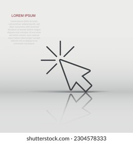 Computer mouse cursor icon in flat style. Arrow cursor vector illustration on white isolated background. Mouse aim business concept.