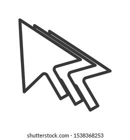 Computer mouse cursor icon with cursor trail in simple vector style