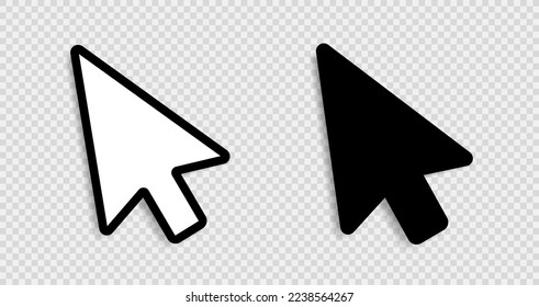 Computer mouse cursor pointer icons with a shadow on a gray background. A set of cursor pointers. Vector illustration.