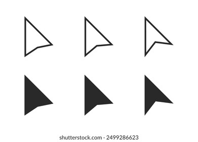 Computer mouse cursors set in different variations. Arrow buttons for UI. Vector icons in flat style