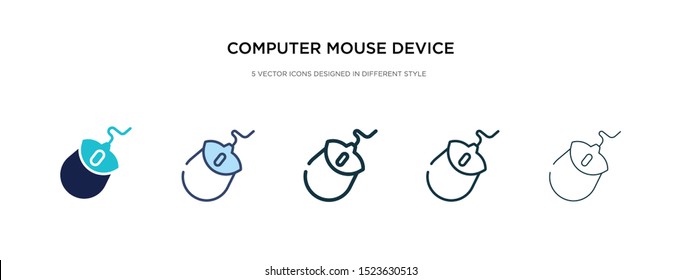 computer mouse device icon in different style vector illustration. two colored and black computer mouse device vector icons designed in filled, outline, line and stroke style can be used for web,