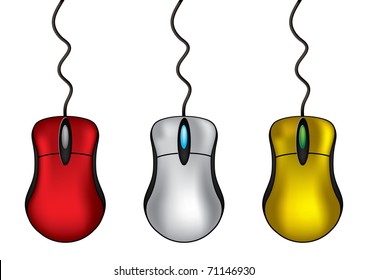 Computer Mouse in different colors - vector illustration