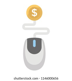Computer mouse with a dollar click symbolising pay per click concept