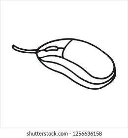 Computer mouse doodle icon. Vector illustration