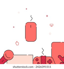 Computer mouse filled line vector icon, simple illustration, related bottom border.