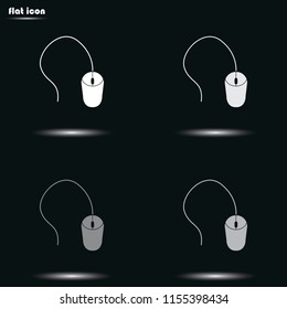 Computer mouse flat grayscale vector icon.