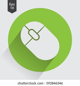 Computer Mouse Flat Icon. Simple Sign Of Wireless Mouse. Vector Illustrated Symbol