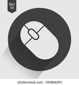 Computer Mouse Flat Icon. Simple Sign Of Wireless Mouse. Vector Illustrated Symbol