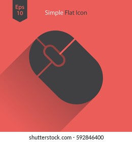 Computer Mouse Flat Icon. Simple Sign Of Wireless Mouse. Vector Illustrated Symbol