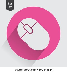 Computer Mouse Flat Icon. Simple Sign Of Wireless Mouse. Vector Illustrated Symbol