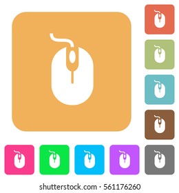 Computer mouse flat icons on rounded square vivid color backgrounds.
