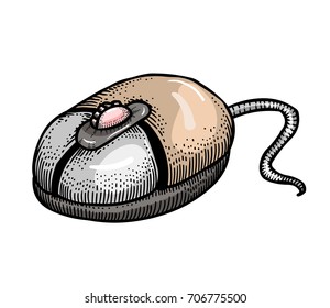 Computer mouse freehand picture. Artistic drawing.