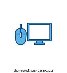 computer mouse gadget internet line and fill style illustration