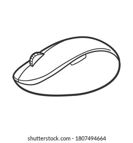 Computer Mouse Gadget Traditional Doodle. Icons Sketch Hand Made. Design Vector Line Art.