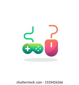Computer mouse and game controller flat icon, vector sign, colorful pictogram isolated on white. Symbol, logo illustration. Flat style design