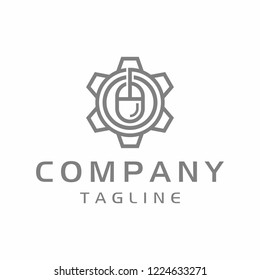 Computer Mouse and Gear Logo Design