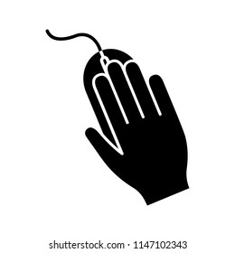Computer mouse glyph icon. Silhouette symbol. Click. Negative space. Vector isolated illustration