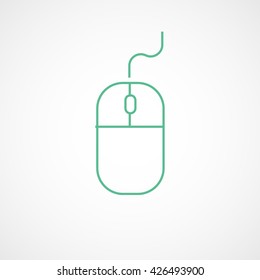 Computer Mouse Green Flat Icon On White Background