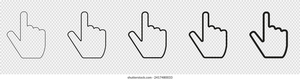 Computer mouse hand click cursor. Pointer finger cursor. Cursors icons click set