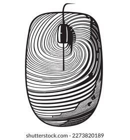 Computer mouse hand drawn sketch Vector illustration technology