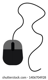 A computer mouse is a hand-operated electronic device that controls cursor on the computer screen to do different functions., vector, color drawing or illustration. 