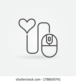 Computer Mouse with Heart line icon. Donation vector concept linear symbol