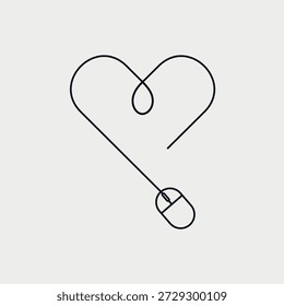 Ratón de la computadora con el logotipo del icono de la línea del corazón. Ilustración vectorial EPS 10.