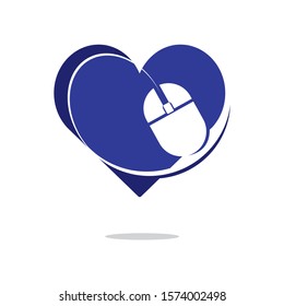 Computer mouse and heart logo design. Fast Cursor logo designs concept.