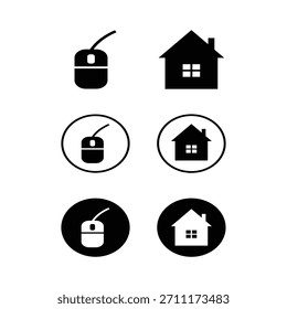 Computer Mouse and Home Icon Set