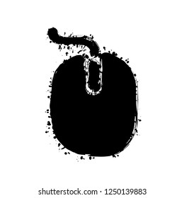 computer mouse icon. Black ink with splashes on white background