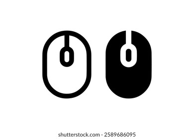 Computer Mouse Icon in Black and White Vector